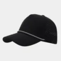 Lightweight mesh breathable baseball cap with rope outdoor sports running sun hat. - Adjustable / Black