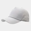 Detailed view of lightweight breathable mesh baseball cap with perforated side and rope accent. - Adjustable / Light Gray