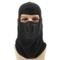 Detail view of black fleece balaclava with breathable vent mask for outdoor winter cycling. - M (56-58cm) / Black