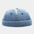 Vintage washed denim docker hat for men and women, stylish brimless retro street sailor cap. - Adjustable / Light Blue (DZM299) / Light Blue