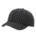 Black and white plaid short brim baseball cap, retro casual sunshade dad hat for outdoor. - Grid Style / Black