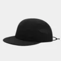 Detail view of black quick-drying mesh cap with side laser holes and adjustable cord - Adjustable / Black