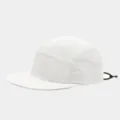 White breathable 5-panel athletic baseball cap, quick-dry mesh side panel detail view. - Adjustable / White