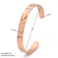 Handmade hammered pure copper cuff bracelet, vintage open bangle jewelry for men and women. - No Magnets / Bronze