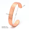 Hammered pure copper cuff bracelet adjustable open metal bracelet vintage jewelry for women - 15mm Width