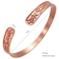 Classic pure copper open bangle bracelet with elegant floral engraving, 75mm size, 11mm width. - Copper