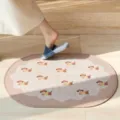 Cream style oval non-slip bath mat cute cartoon puppy absorbent floor rug for home - 40x60cm / Coffee Puppy