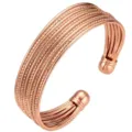 Stunning multi-strand rose gold copper cuff bracelet with textured wires and ball ends. - Side-by-Side Micro-Carved Bead Style (6563)