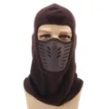 Brown fleece balaclava winter outdoor cycling cap windproof warm face mask hood men - M (56-58cm) / Coffee