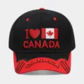 Unisex Canada Flag 3D Embroidered Baseball Cap Black Red Casual Outdoor Sun Hat - Adjustable / Type A Black