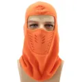 Orange fleece balaclava winter thermal cycling face mask windproof ski cap for outdoor sports - M (56-58cm) / Orange