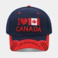 Canada Flag 3D Embroidered Baseball Cap Casual Outdoor Sun Hat Unisex Fashion Hat - Adjustable / A Navy Blue
