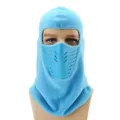 Winter thermal fleece balaclava outdoor cycling windproof face mask warm blue hood hat - M (56-58cm) / Lake Blue