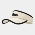 Visiera parasole ricamata Vintage, cappellino estivo casual da esterno con bordi neri. - Regolabile / Beige