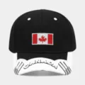 Close-up view of the black baseball cap featuring embroidered Canadian flag and CANADA text. - Adjustable / Type B Black