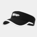 Visière de soleil noir et blanc avec broderie vintage, casquette de sport d'été en plein air. - Réglable / Noir