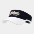 Cappello da sole vuoto a colori contrastanti estivo con elegante ricamo per le donne sportive. - Regolabile / Nero + Tesa Bianca