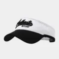 Dettagli del cappello estivo bicolore con elegante ricamo frontale per ogni occasione. - Regolabile / Bianco + Tesa Nera