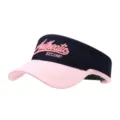 Cappellino parasole sportivo all'aperto ricamato di colore contrastante estivo da donna - Regolabile / Blu Marino Scuro + Tesa Rosa