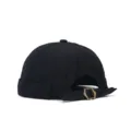 Black docker cap miki hat retro roll up brim adjustable metal buckle unisex street - Adjustable / Black