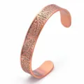 Vintage copper magnetic tree of life cuff bracelet detailed view showing engraved pattern. - No Magnets / 15mm Width