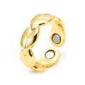 Gold copper magnetic therapy open ring detail view, adjustable health jewelry for men and women - 2 Magnets / Gold