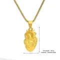 Stainless steel anatomical heart pendant necklace for men and women, vintage gold style. - Pendant Only / 35mm*20mm / Gold