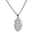 Stainless steel anatomical heart pendant necklace, punk gothic silver jewelry for men and women. - Pendant Only / 35mm*20mm / Steel