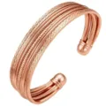 Detailed view of the multi-strand woven copper cuff bracelet with elegant polished ball ends. - Spherical End Multi-Layer Style (6563)