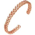 Rose gold copper braided open cuff bracelet, adjustable pure copper bangle for women. - Braided Twist Texture Style (6563)