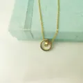 Titanium steel double ring pendant necklace, elegant gold fashion clavicle chain jewelry. - Double Ring / Gold