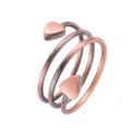 Copper spiral heart ring detail close-up view showing unique retro multi-wrap metal design. - Copper