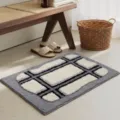 Korean style absorbent bathroom floor mat, anti-slip tufted geometric bedroom bedside rug. - 40x60cm / Green Myth - Gray