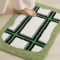 Green geometric bath mat soft absorbent floor carpet variant for bathroom bedroom use - 40x60cm / Green Myth - Green