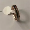 Minimalist stainless steel ring with black enamel inlay, rose gold finish, chic daily jewelry. - Size 6 / Rose Gold Black