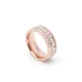 Rose gold stainless steel double row crystal ring fashion band jewelry for men and women - Size 6 / Rose Gold