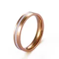 Minimalist rose gold stainless steel ring with white enamel inlay for women stylish jewelry. - Size 6 / Rose Gold and White
