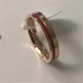 Stainless steel ring, narrow rose gold band with red epoxy groove, minimalist fashion jewelry. - Size 6 / Rose Gold Red