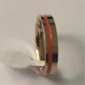 Stainless steel narrow ring with red enamel stripe minimalist rose gold fashion jewelry - Size 6 / Rose Gold Orange-Red