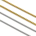 Stainless steel round box chain necklace, durable titanium steel DIY jewelry accessory for men and women. - Chain Only (Without Pendant) / 3.0mm*60cm / Gold