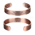Retro antique copper magnetic tree of life open cuff bracelet for men energy jewelry - 18 Magnets / 15mm Width