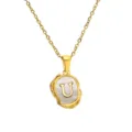 Gold stainless steel letter U necklace mother of pearl pendant chic jewelry gift ideas - Letter U