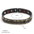 Stainless steel magnetic bracelet with black and gold design, 220mm length and 12mm width. - Black Gold