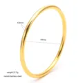 Classic stainless steel brushed plain gold bracelet, 4mm width and 60mm diameter for daily wear. - Diameter 4.0mm * Inner Diameter 60mm