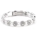 Close-up view of the exquisite rhinestone circular links and secure magnetic clasp mechanism. - Silver Copper (White Rhinestone)