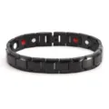 Black stainless steel magnetic bracelet for men and women, titanium steel health link chain. - Black