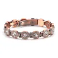 Chic copper magnetic rhinestone bracelet with secure clasp for stylish couples fashion wear. - Red Copper (White Rhinestone)