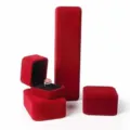 Red velvet jewelry boxes set for rings bracelets necklaces luxury packaging display cases. - Red