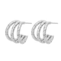 Silver triple hoop textured earrings, chic twist design variant for women stylish jewelry. - Three-Layer Carved Style (Silver 4)
