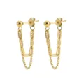 Elegant gold plated chain stud earrings for women, minimalist titanium steel daily jewelry. - Double-Layer Chain Style (Gold 6)